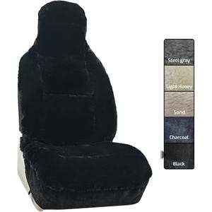Aegis Cover 2025 Upgraded Premium Australian Merino Sheepskin Car Seat Cover, Easy-Install Summer & Winter Universal Fit for SUV Truck Sedan Most Vehicles (FS-Black)