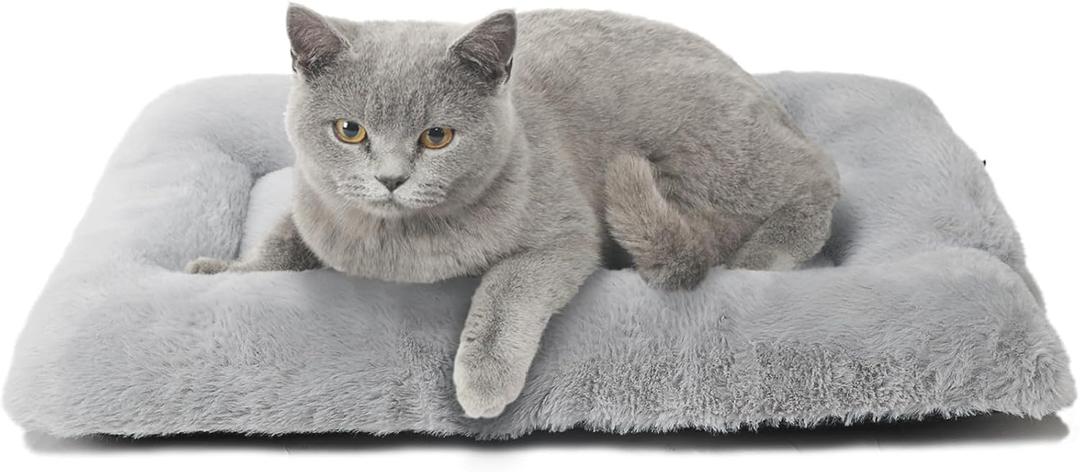 Crate Pads 18x12 Dog Bed for XX- Small Dogs and Indoor Cats Washable,Fluffy Comfy Soft Dog Kennel Pad Pet Sleeping Mat,Deluxe Plush Cat Bed cushion for Tiny Dogs Breeds Fits Crate 18 Inches,Light Grey