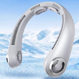 Portable Lightweight Neck Fan Rechargeable, 5 Speeds, Neck Support, USB Personal Bladeless Wearable Cooling Neck Fan for Hot Flashes, Disneyland, Travel, Christmas Gift for Men Women (Gray)