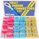 haisstronica 160PCS Heat Shrink Wire Connectors-Marine Grade Heat Shrink Butt Connectors-Electrical Connectors Kit of Tinned Red Copper,AWG 26-10 Crimp Insulated Ring Fork Butt Splice(4Colors/31Sizes)