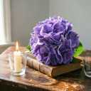 6 Pcs Faux Hydrangeas Real Touch Hydrangea Artificial Flowers Latex Large Fake Flower Long Stems for Wedding Home Party Table Centerpieces Decor (Purple)