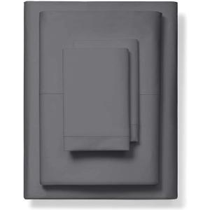 1000-Thread-Count 100% Pure Cotton Bed Sheets -4 Pc Full Size Dark Grey Sheet Set, Single Ply Long Staple Combed Cotton Yarns, Best Luxury Sateen Weave, Fits Mattress Upto 17'' Deep Pocket