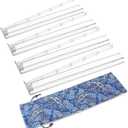 Mahjong All-in-One Tile Rack & Pusher with Bag, Clear Acrylic Mahjong Combo, Modern American Majiang, Set of 4, White, 17.7 inches