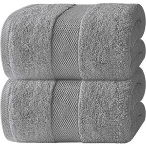 White Classic Luxury Soft Bath Sheet Towels - 650 GSM Cotton Luxury Bath Towels Extra Large 35x70 | Highly Absorbent and Quick Dry | Hotel Quality Extra Large Bath Towels Oversized, Light Grey, 2 Pack