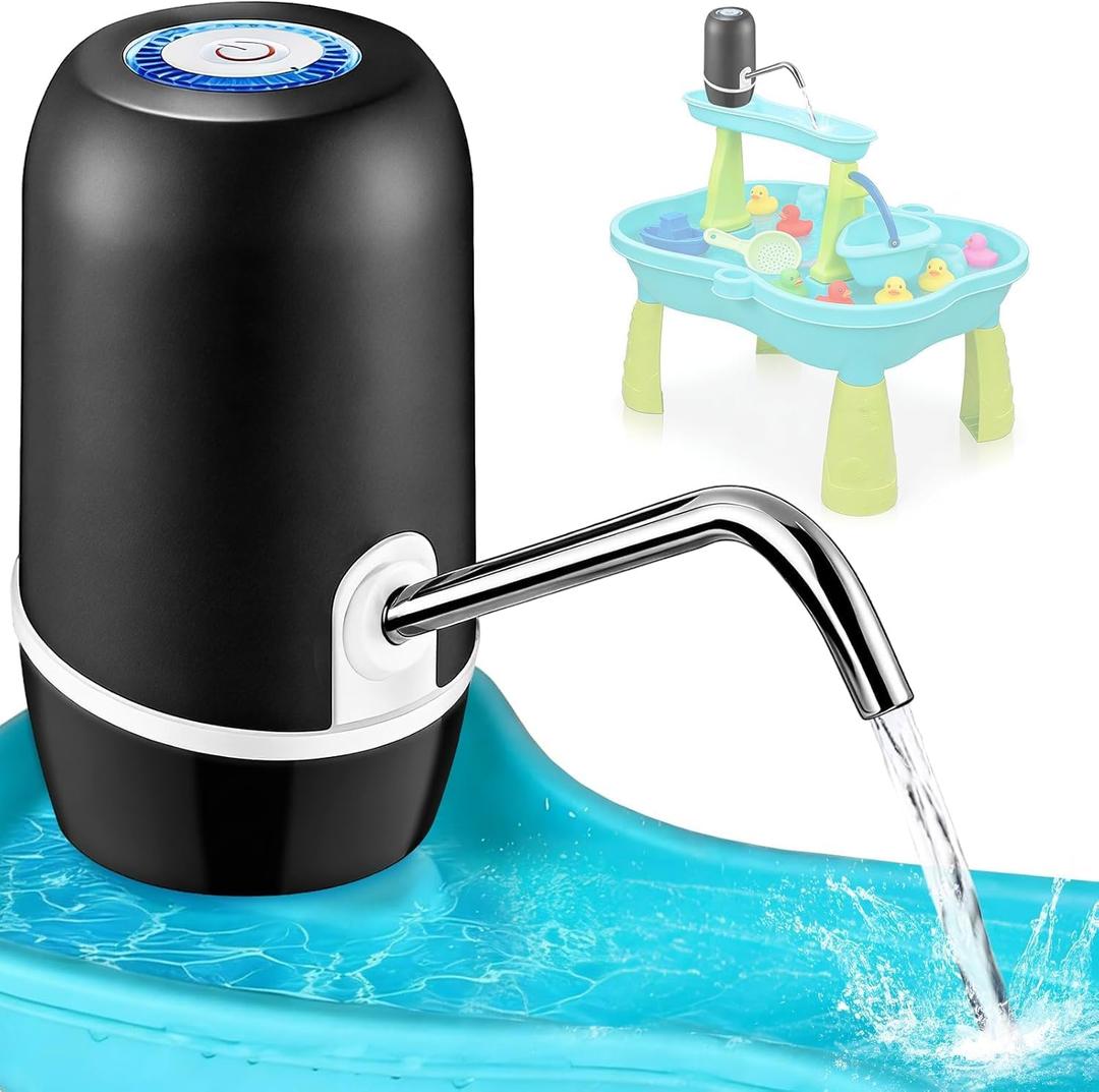 Water Table Pump,Cordless Rechargeable Pump,3 Hours Non-Stop,No Drill Installation,Durable Outdoor Water Play Accessories for Kids(Black)