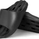 Non-Slip Quick-Dry Shower Sandals with Holes | Lightweight EVA Slippers for Women | Indoor/Outdoor Pool, Beach, Spa & Home Use (Black)