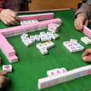 Mini Mahjong Set, American Mahjong Game Set Include 166 Premium Tiles (1.2’’), 1 Bag, 100 Chips, 4 Tile Rulers, 4 Dice, 5 Instruction Manuals, Portable Travel Mahjong Set for Adults & Beginners