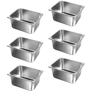 WantJoin Steam Table Hotel Pans 1/2 Half Size 4 Inch Deep Pack of 6, Stainless Steel Metal Tray Sets Food Storage Container for Restaurant Chafing Dishes Commercial Buffet Warmer Catering Supplies