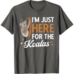 Koala Bear Australia I'm Just Here For The Koalas T-Shirt, Gray, Size: XL Ladies