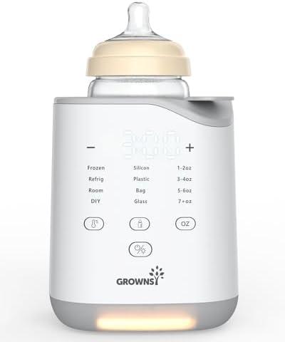 GROWNSY Bottle Warmer, 2025 Fast Baby Bottle Warmer for Breastmilk & Formula, Smart Temperature Control, with Timer, Thaw, Food Heater, Night Light, Calentador De Biberones for All Bottles