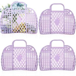 4 Pcs Jelly Bag Summer Beach Jelly Tote for Women Girls Gift Basket Tote Purses for Wedding Baby Shower Party(Purple,8.9 x 3.3 x 8 Inch)