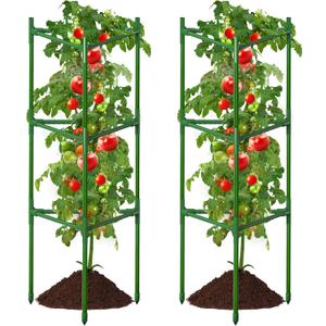 2 PCS Extra Wide Tomato Cages for Garden Up to 47.2'',Tall Metal Plant Supports for Raised Garden Bed, Foldable & Sturdy Steel Stake Cages for Tomato, Eggplant,Pepper, Pea﻿, 2 Pack