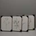 Vintage Floral Wall Art with Walnut Framed, 4 Piece Farmhouse Black and White Botanical Canvas Prints Painting, Rustic Minimalist Flower Pictures for Bedroom Kitchen Bathroom Living Room Home Decor