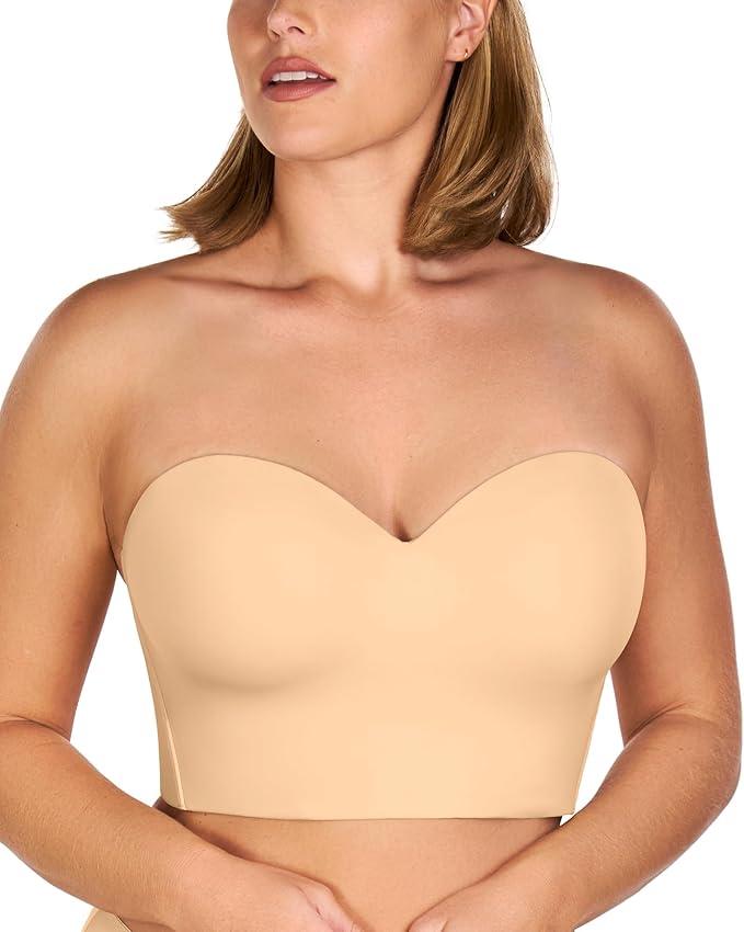 HSIA Longline Strapless Bra for Women, Anti-Slip Support Corset for Large Bust Convertible Bustier Bandeau for Big Breasts, 40C