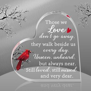 Blulu Memorial Gifts for Loss of Father Mother Red Cardinal Memorial Bereavement Acrylic Heart Condolence Sympathy Gifts in Memory of Loss of Loved One for Table Centerpieces Remembrance(6 x 6 Inch) (6L" x 6W")