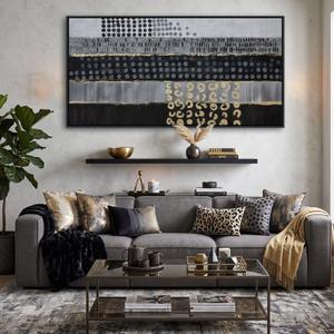 Large Brown and Black Abstract Canvas Wall Art - Modern Framed Artwork for Living Room, Minimalist Neutral Bedroom Wall Decor Above Bed, Contemporary Office Wall Paintings 20×40In