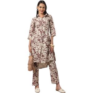 Jaipuri Pure Cotton Anarkali Kurti Pant With Dupatta For Women's With Neck Emboridery (3X-Large)