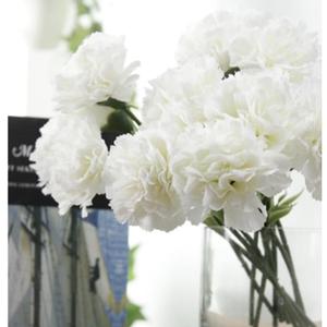 OUKEYI 18inch Artificial Flowers 10pcs Carnations Flowers Silk Hydrangea Bridal Wedding Bouquet for Home Garden Party Office Coffee House Decorations (White)