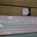 Wireless Keyboard and Mouse Combo, Full-Sized Quiet Wireless Keyboard and Adjustable DPI Mouse, 2.4GHz USB Receiver, Keyboard and Mouse for PC, Windows, Desktop, Laptop (Pink and White-B)