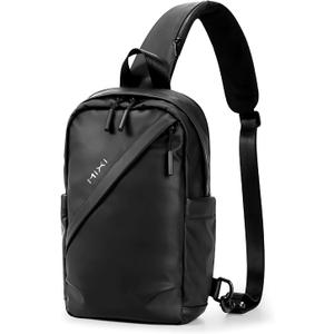 mixi EliteSeries Sling Bag Small Casual Daypack Crossbody Chest Bag One Shoulder Travel Backpack Waterproof Lightweight Versatile-13 Inch, Black
