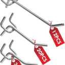 Pegboard Hooks Accessories - 62pcs 2/4/6 Inch Metal Peg Board Tool Hangers, Fits 1/8 1/4 Pegs Slots, Pegboard Wall Organizer Shelving Racks, Hanging Display Storage Holders for Garage Craft Office (Silver)