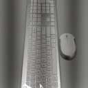 Wireless Keyboard and Mouse Combo - Full Size Slim Thin Wireless Keyboard Mouse with Numeric Keypad 2.4G Stable Connection Adjustable DPI (White & Silver)