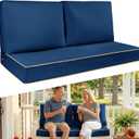 Outdoor Sofa Cushion Set - Plush Patio Seat and Back Pillows, Thick Comfort Foam for Porch, Deck, Garden Furniture Cushion Replacement (Blue)