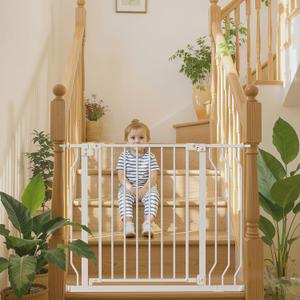 29-48" c, Baby Safety Essentials, Auto Close Gate for Doorways, Easy Install Pressure Mounted Dog Gate Indoor, Pet Gates for Dogs, White