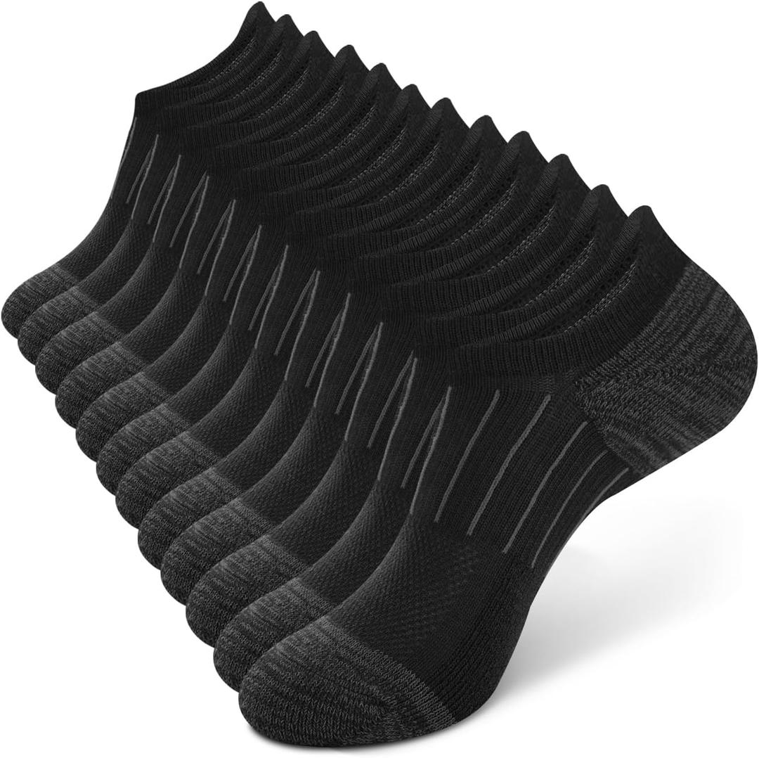 BAMBOO COOL No Show Socks Men Low Cut Ankle Short Socks for Men Casual Athletic Socks with Non Slip Grip (Large, Black, 6 Pack)