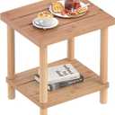 LEJANEOYE Outdoor Side Table, 2-Tier Small Outdoor Table for Patio, Adirondack Side Tables for Outside or Indoor, Bamboo End Table for Pool, Porch, Weather Resistant Easy Maintenance