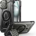 SUPCASE for iPhone 16e Case with Stand, [Unicorn Beetle Mag XT] [Compatible with MagSafe] [Built-in Camera Cover Stand] Heavy Duty Magnetic Phone Case for iPhone 15/iPhone 14/iPhone 13, Black