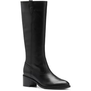 Coutgo Womens Knee High Boots Low Chunky Heel Round Toe Tall Boots Side Zipper Fall Dress Shoes (Black)