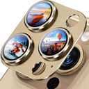 Uyiton Compatible with iPhone 16 Pro/iPhone 16 Pro Max Camera Lens Protector - [Not Easy to Break][Strong Adsorption][Case-Friendly] Metal Tempered Glass Rear Camera Screen Cover - Desert Titanium