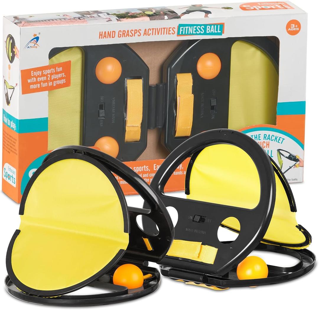 Velcro Toss and Catch Game Set, 2024 Upgrade with Launchers and 2 Balls, Outdoor Games for Kids Aged 3-12, Beach Paddle Ball Set for Yard, 2pc