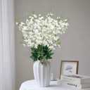 8 pcs White Delphinium Artificial Flowers, 34.25''Artificial Snapdragon Flowers Tall Fake Flowers Silk Flowers Faux Delphinium Bulk for Tall Vase Home Wedding Garden Table Decor (White)