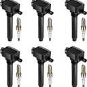 BDFHYK Ignition Coil Pack UF648 and Iridium Spark Plug 97390 Compatible with Jeep Grand Cherokee 2011-2015 Jeep Wrangler Dodge Charger Grand Caravan 2016 Chrysler 200 300 Jeep Coil Pack 3.6L Set of 6