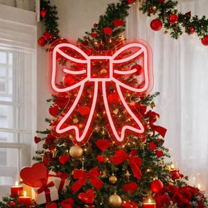 Large Valentine's Day Decorations Red Bow Tree Decor 9.84 Inch Red Lighted Bow Valentine Ornament for Valentines Days Wreath Wedding Holiday Party Wall Home Front Door Outdoor Decor