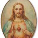TLESKE Vintage Sacred Heart of Jesus Oval Wall Art Decor Framed 9x12, Christian Catholic Canvas Wall Art Prints Artwork, Religious Hanging Wall Picture Room Door Decor for Bedroom Living Room Kitchen, 11.3"L x 8.7"W