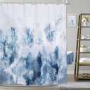 LIGHTINHOME Abstract Ombre Blue Shower Curtain 72Wx84H Inch Watercolor Gray Cold Modern Art Painting Extra Long Fabric Waterproof Bathroom Home Decor Set 12 Plastic Hooks