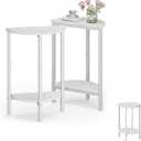 Vagusicc Side Table, Small Round End Table, Set of 2 Half Round Side Table Half Moon Tables, Circle Table Small Coffee Accent Table for Living Room, Thin Sofa Table Narrow Entryway Table, White