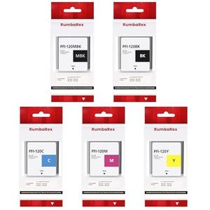 PFI-120 Pigment Ink Tank 130ml Set PFI-120MBK PFI-120BK PFI-120C PFI-120M PFI-120Y Replacement for Canon PFI-120 PFI120 Ink Cartridge for TM-300 TM-305 TM-200 TM-205 Printer Ink 5-Pack (MBK/BK/C/M/Y)