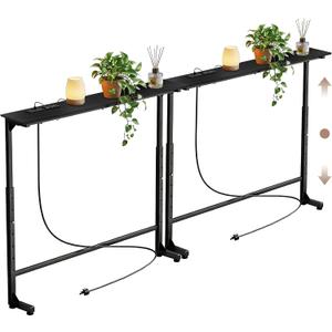 Adjustable Height Narrow Sofa Table with Built-in Power Outlets, 70" Long Console Table Behind Couch Table with Charging Station Skinny Entryway Table for Living Room & Hallway (Black), 70IN