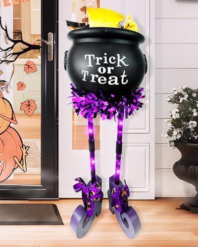 Amazon.com: Dehoxara Halloween Decorations 24'' Witches Legs Candy Bowl with 26 LED Lights Trick or Treat Sign Funny Witch Cauldron Hocus Pocus Bucket for Party Porch Lawn Outdoor Home Decor