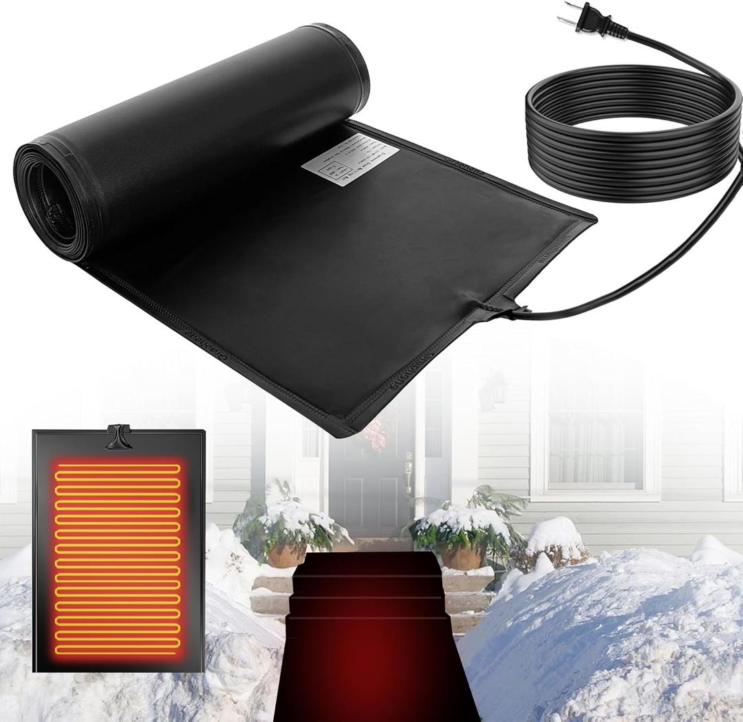 Heated Snow and Ice Melting Mats Outdoor Winter Ice Melt Pads 10ft x 13in PVC Electric Snow Melting pad for Walkways, Decks, Sidewalk, Roof and Valley