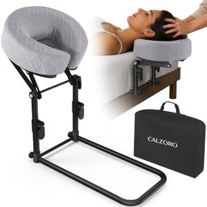 Massage Headrest for Bed, Adjustable Face Cradle for Home Massage Spa, Grey | SPA-Like Comfort, Height Adjustable for Personalized Support, 180 Rotatable & Foldable, Pressure-Relieving Memory Foam