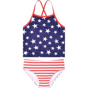 Jxstar Girls 2-Piece Bathing Suit Unicorn Swimsuits Swimwear Tankini for Kids (4-5T, Flag)