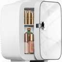 Sweetcrispy Mini Portable Small Refrigerator 4L/ 6 Can Cooler & Warmer Compact Fridge for Skincare, Marble Ivory