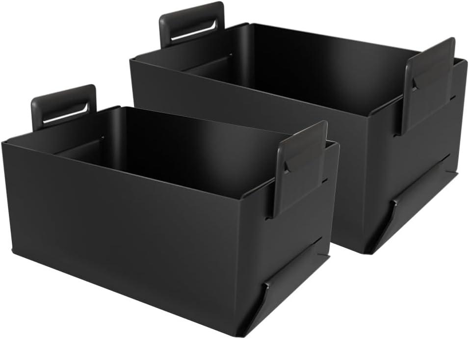 Easy Folding Storage Box, 30L Foldable with Handle Cargo Storage Area - Towels, Books, Fabrics, Office Woven Baskets, Baby Laundry Room, Toy or Car Luggage Storage Black (2 pieces)