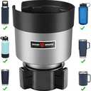 Seven Sparta Car Cup Holder Expander with Adjustable Base, Compatible with Hydro Flasks 32/40 Ounce, Compatible with Yeti Ramblers 20/26/30 Ounce, Other Bottles in 3.4"-3.8"(Silver Gray)