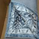 AMADA HOMEFURNISHING 8x10 Washable Area Rug, Low-Profile with Non-Slip Backing & Durable Edge Binding, Vintage Large Rugs for Living Room, Bedroom, Dining Room, Blue